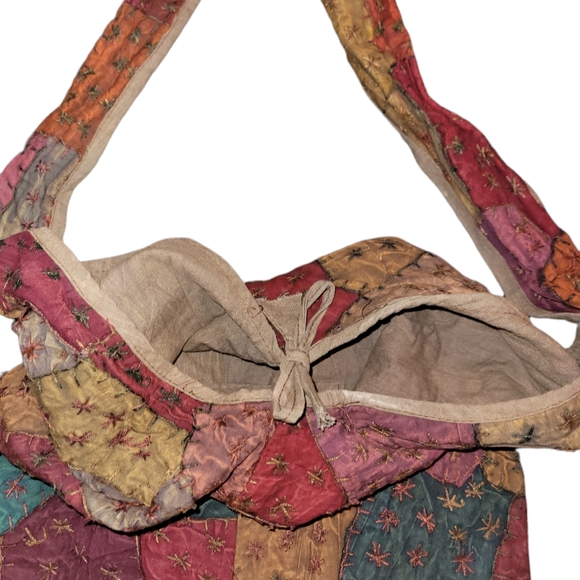 India Town Large Tie Closure Hippie Hobo Crossbody Boho Bag - Picture 7 of 11